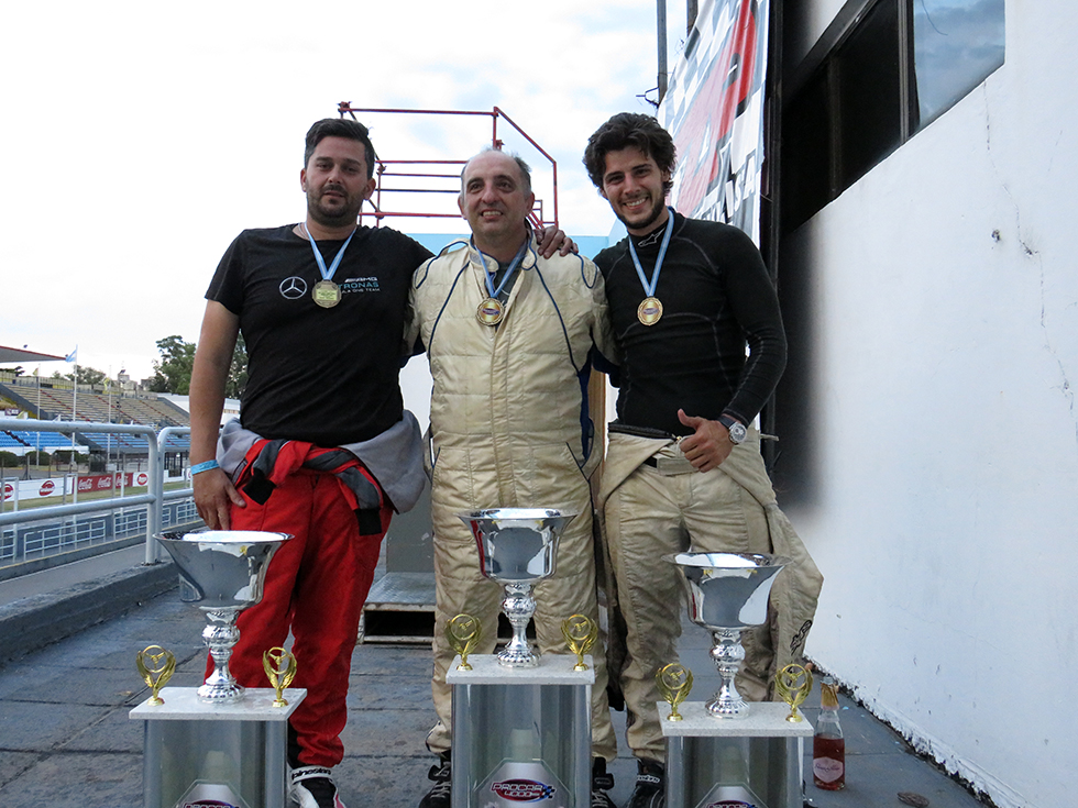 El podio de la Clase A 10° fecha: 1° Giovanetti, 2° Chao y 3° Larroque.